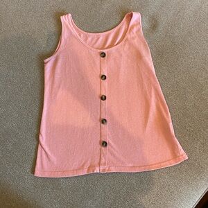 Pink Button-Front Kids Tank Top